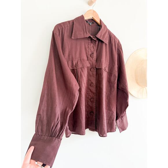 Madewell | NWT Utility-Pocket Button-Up Shirt in Chocolate Raisin Brown Sz L - Picture 3 of 11